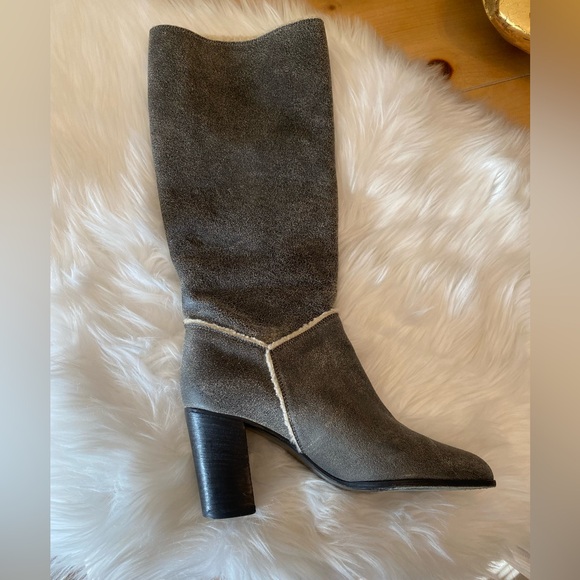 Rare Distressed Grey Sheepskin/Shearling Leather Chanel CC Boots - Size 39 - Picture 4 of 14